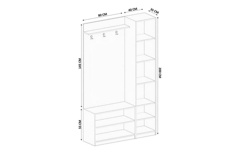 Caeton Hyllesystem 200 cm - Matt Hvit - Oppbevaring - Hylle - Hyllesystem
