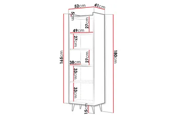 Chiku Bokhylle 52 cm - Beige - Oppbevaring - Hylle - Bokhylle