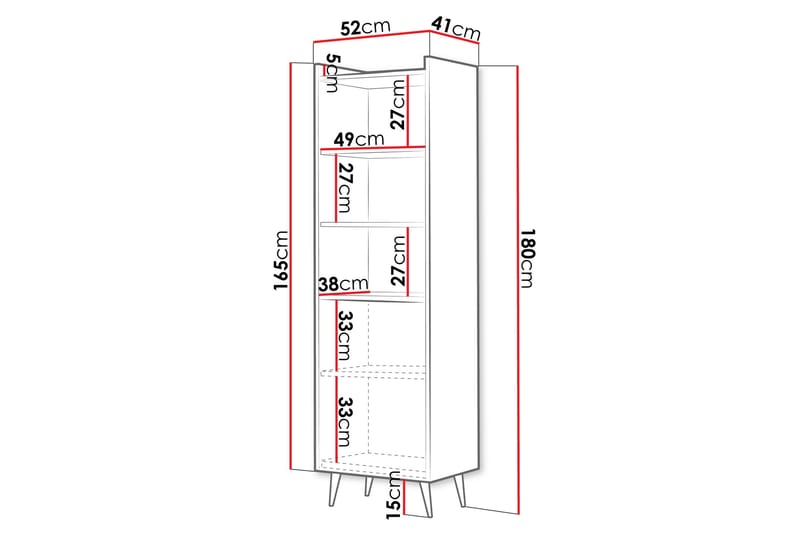Chiku Bokhylle 52 cm - Beige - Oppbevaring - Hylle - Bokhylle