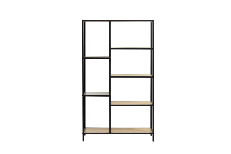 Cytis Industriell Bokhylle 80 cm i Metall med Treplate, Sort