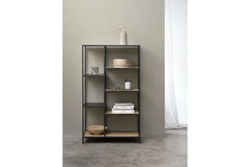 Cytis Industriell Bokhylle 80 cm i Metall med Treplate - Sort - Oppbevaring - Hylle - Bokhylle