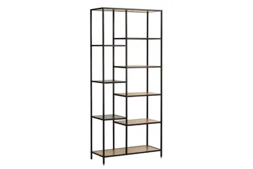 Cytis Industriell Bokhylle 80 cm i Metall med Treplate - Sort - Oppbevaring - Hylle - Bokhylle