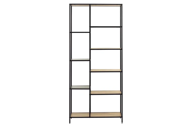Cytis Industriell Bokhylle 80 cm i Metall med Treplate, Sort