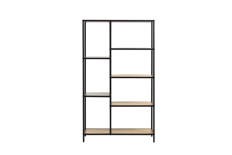 Cytis Industriell Bokhylle 80 cm i Metall med Treplate, Svart