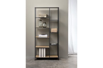 Cytis Industriell Bokhylle 80 cm i Metall med Treplate - Svart - Oppbevaring - Hylle - Bokhylle