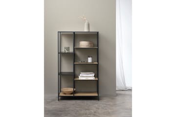Cytis Industriell Bokhylle 80 cm i Metall med Treplate - Svart - Oppbevaring - Hylle - Bokhylle