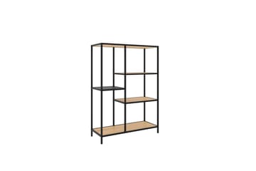 Cytis Industriell Bokhylle 80 cm i Metall med Treplate - Svart - Oppbevaring - Hylle - Bokhylle