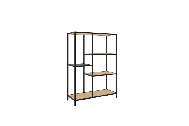 Cytis Industriell Bokhylle 80 cm i Metall med Treplate - Svart - Oppbevaring - Hylle - Bokhylle