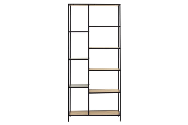 Cytis Industriell Bokhylle 80 cm i Metall med Treplate, Svart