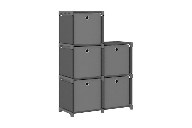 Displayhylle med 5 kuber og bokser grå 103x30x72,5 cm stoff - Grå - Hyllesystem