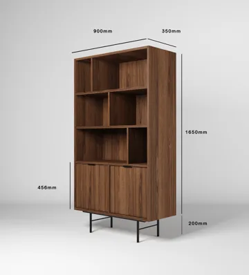 Dravo Bokhylle 90x185 cm - Warmia valnøtt - Oppbevaring - Hylle - Bokhylle