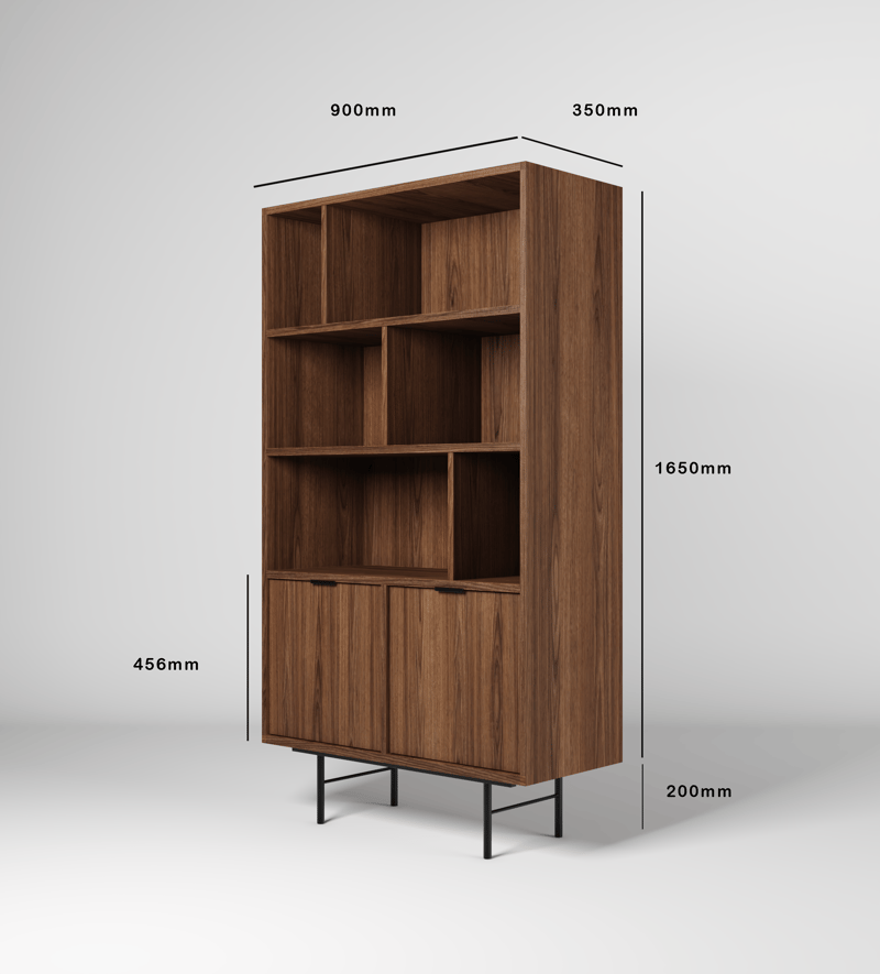 Dravo Bokhylle 90x185 cm - Warmia valnøtt - Oppbevaring - Hylle - Bokhylle