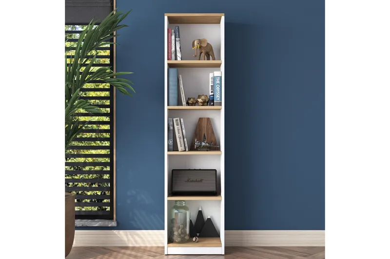 Dystany Bokhylle 40 cm - Hvit/Valnøtt - Oppbevaring - Hylle - Bokhylle