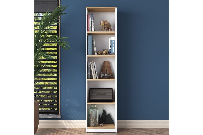 Dystany Bokhylle 40 cm - Hvit/Valnøtt - Oppbevaring - Hylle - Bokhylle