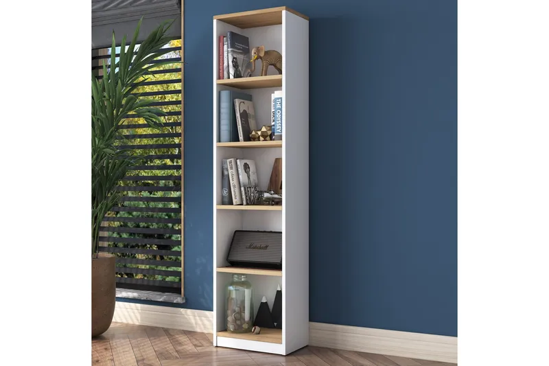 Dystany Bokhylle 40 cm - Hvit/Valnøtt - Oppbevaring - Hylle - Bokhylle