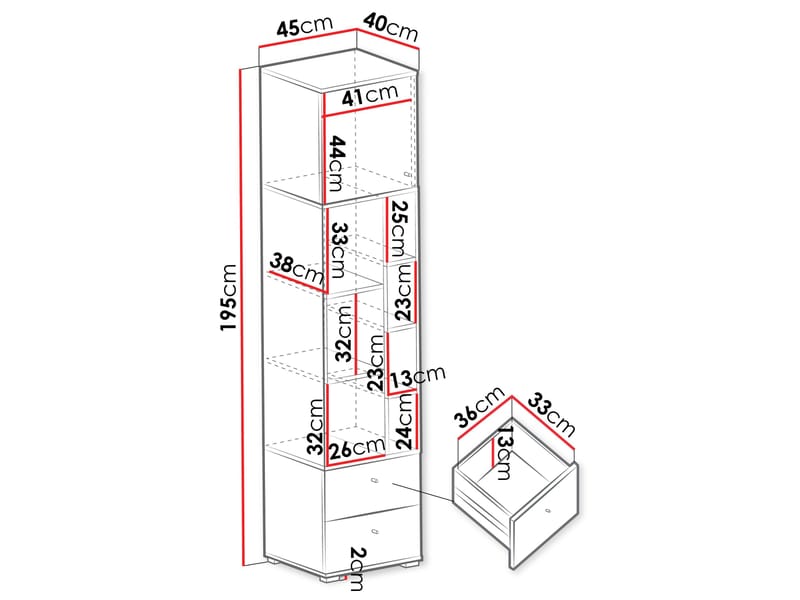 Edson Bokhylle 195 cm - Oppbevaring - Hylle - Bokhylle