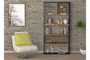 Elspet Bokhylle 90 cm - Svart/Brun - Oppbevaring - Hylle - Bokhylle