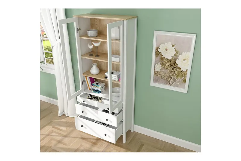 Elvan Bokhylle 83 cm - Natur/Hvit - Oppbevaring - Hylle - Bokhylle