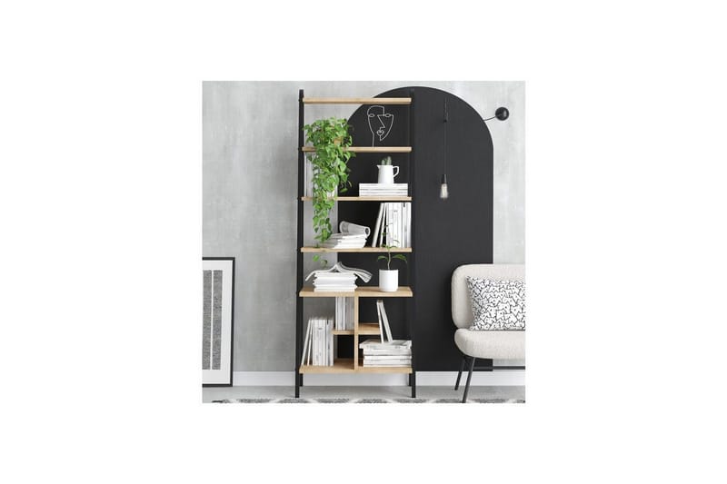 Elyros Bokhylle 64 cm - Eik/Sort - Oppbevaring - Hylle - Bokhylle