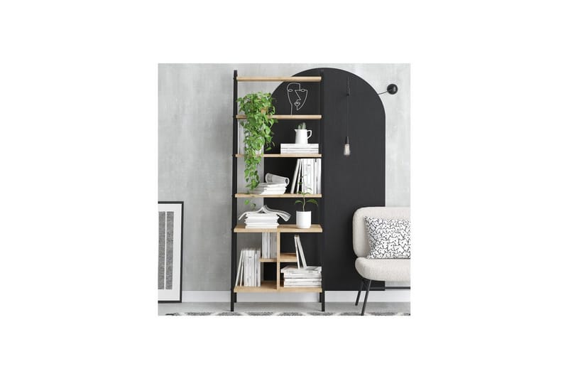Elyros Bokhylle 64 cm - Eik/Sort - Oppbevaring - Hylle - Bokhylle