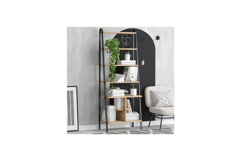 Elyros Bokhylle 64 cm - Eik/Sort - Oppbevaring - Hylle - Bokhylle