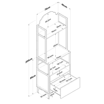 Flerbruksskap Wallxpert Gala Shelf (70 x 205 x 40 cm) Hvit - Hvit - Oppbevaring - Hylle - Hyllesystem