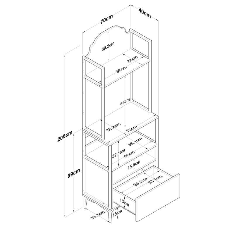 Flerbruksskap Wallxpert Gala Shelf (70 x 205 x 40 cm) Hvit - Hvit - Oppbevaring - Hylle - Hyllesystem