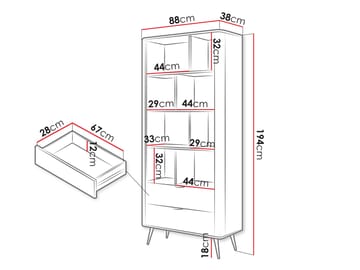 Forba Bokhylle 194 cm - hvit - Oppbevaring - Hylle - Bokhylle