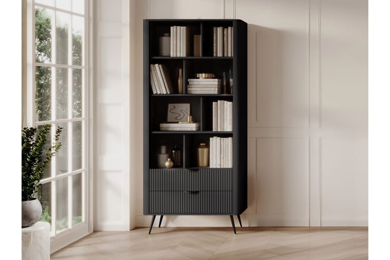Forba Bokhylle 88 cm i Mørkt Tre - Sort - Oppbevaring - Hylle - Bokhylle