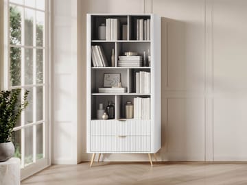Forba Bokhylle 88 cm i Malt Tre - Gull|Hvit - Oppbevaring - Hylle - Bokhylle