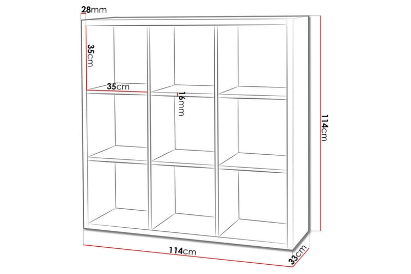 Franzine Bokhylle 114 cm - Hvit - Oppbevaring - Hylle - Bokhylle