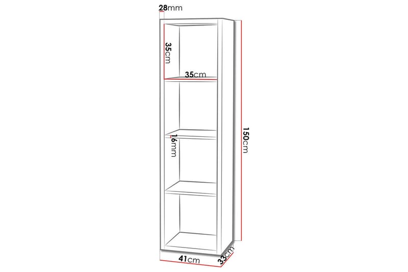 Franzine Bokhylle 41 cm - Hvit - Oppbevaring - Hylle - Bokhylle