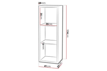 Franzine Bokhylle 41 cm i Malt Tre - Hvit - Oppbevaring - Hylle - Bokhylle