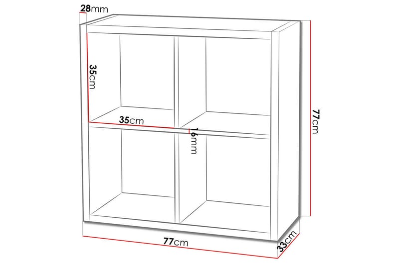 Franzine Bokhylle 77 cm - Hvit - Oppbevaring - Hylle - Bokhylle