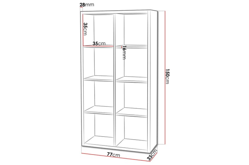 Franzine Bokhylle 77 cm - Hvit - Oppbevaring - Hylle - Bokhylle