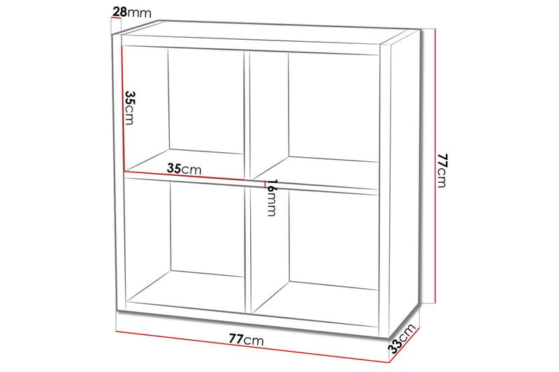 Franzine Bokhylle 77 cm i Malt Tre - Hvit - Oppbevaring - Hylle - Bokhylle