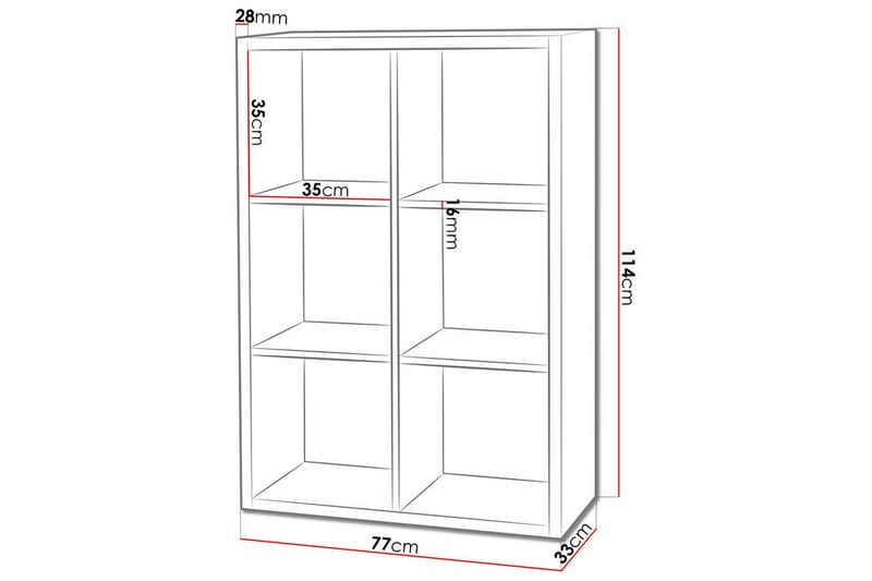 Franzine Bokhylle 77 cm i Malt Tre - Hvit - Oppbevaring - Hylle - Bokhylle