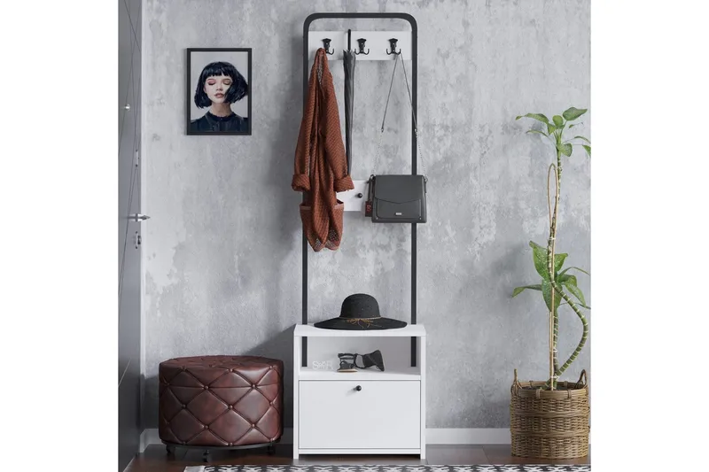 Garderobestativ Springhill Hvit / Svart - Svart/Hvit - Oppbevaring - Hylle - Hattehylle