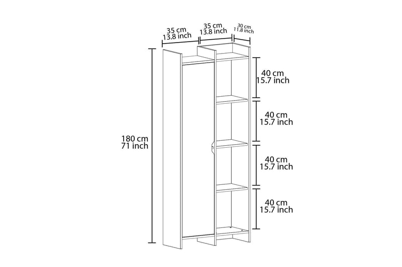 Gerard Bokhylle 70 cm - Eik - Oppbevaring - Hylle - Bokhylle