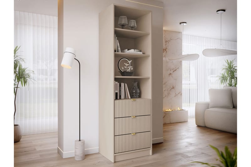 Gudelia Bokhylle 60x40 cm - Beige - Oppbevaring - Hylle - Bokhylle