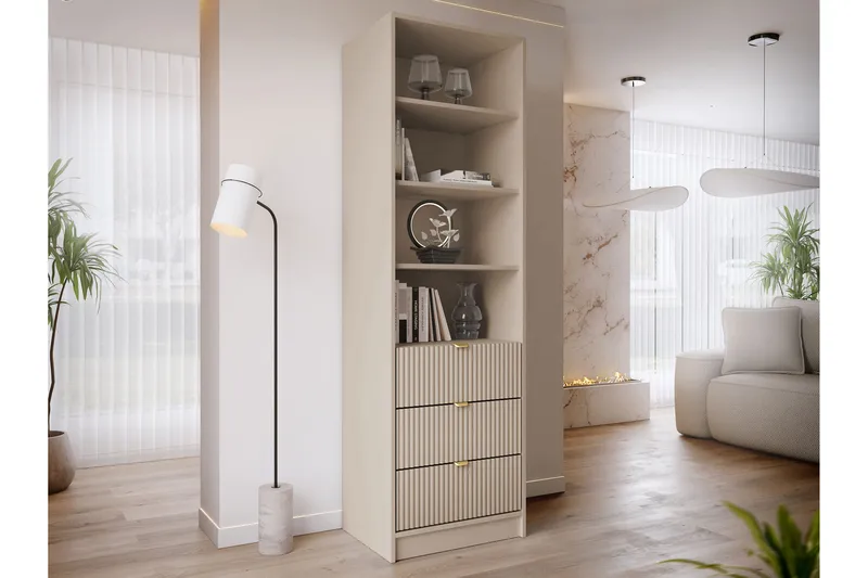 Gudelia Bokhylle 60x40 cm - Beige - Oppbevaring - Hylle - Bokhylle