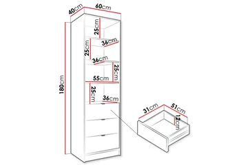 Gudelia Bokhylle 60x40 cm - Hvit - Oppbevaring - Hylle - Bokhylle