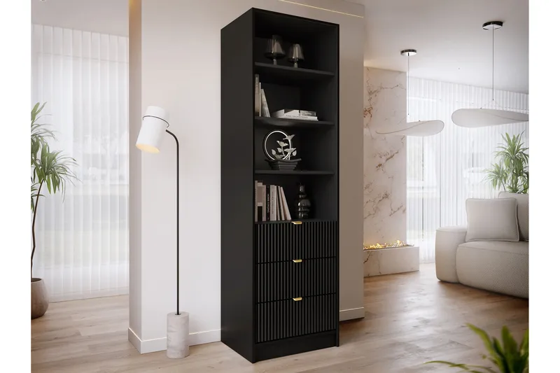 Gudelia Bokhylle 60x40 cm - Svart - Oppbevaring - Hylle - Bokhylle