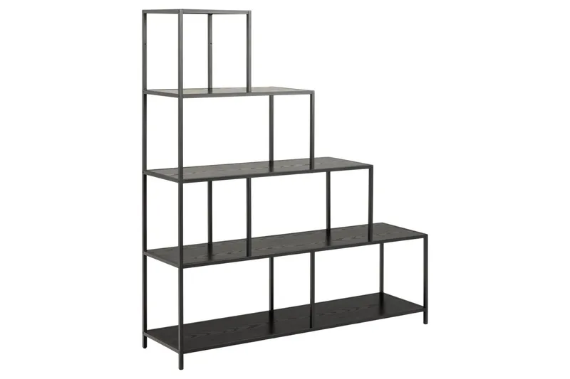 Hartsoe Bokhylle 135 cm i Metall med Treplate, Svart