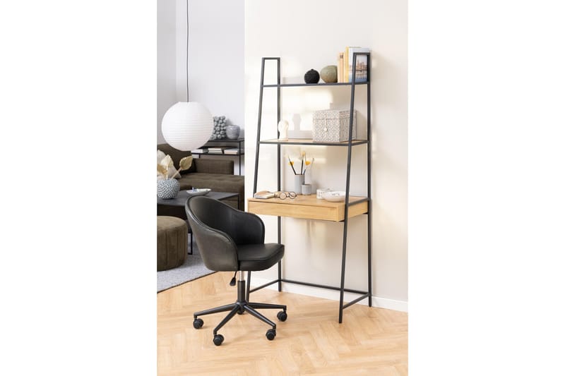 Hartsoe Bokhylle 77 cm i Metall med Treplate - Svart|Beige - Oppbevaring - Hylle - Bokhylle