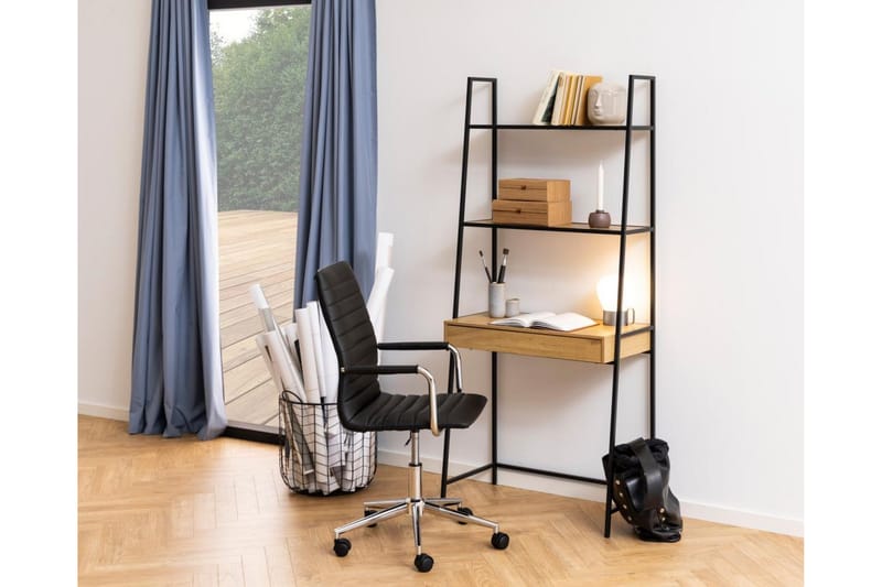Hartsoe Bokhylle 77 cm i Metall med Treplate - Svart|Beige - Oppbevaring - Hylle - Bokhylle