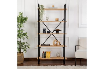 Haruka Bokhylle 90 cm i Eketre - Brun|Svart - Oppbevaring - Hylle - Bokhylle