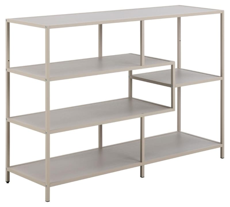 Hasslevik Bokhylle 114 cm i Metall med Treplate, Sandbeige