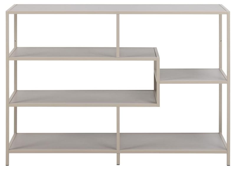 Hasslevik Bokhylle 114 cm i Metall med Treplate - Sandbeige - Oppbevaring - Hylle - Bokhylle