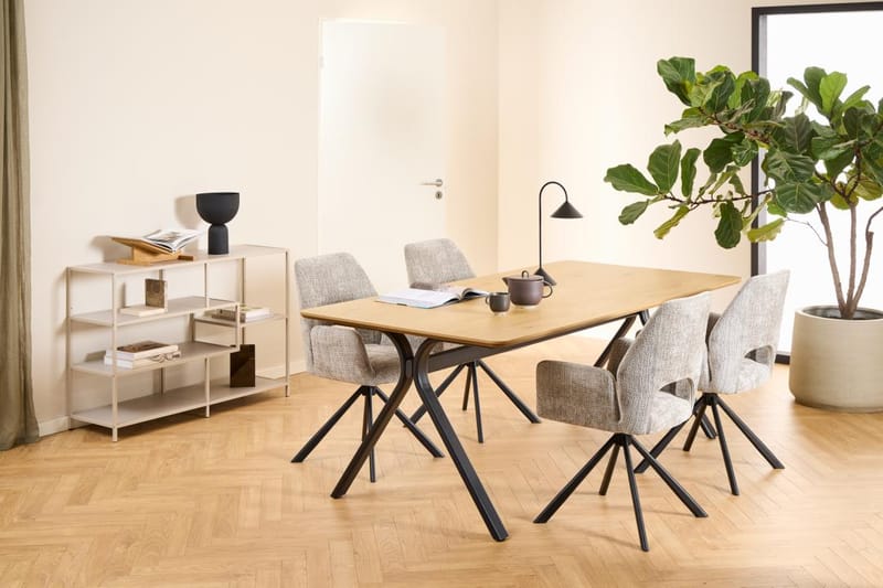 Hasslevik Bokhylle 114 cm i Metall med Treplate - Sandbeige - Oppbevaring - Hylle - Bokhylle